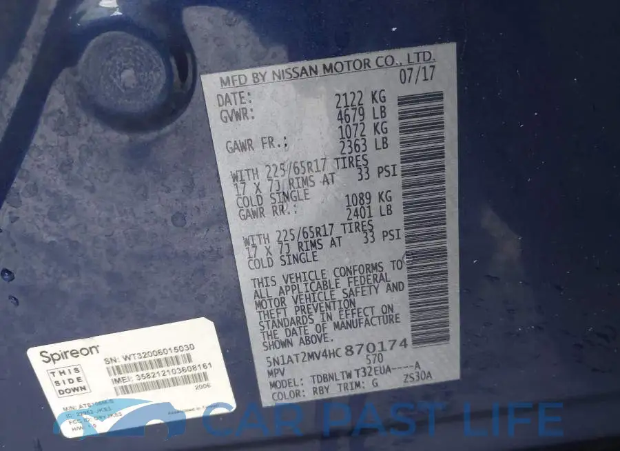 5N1AT2MV4HC870174# 9