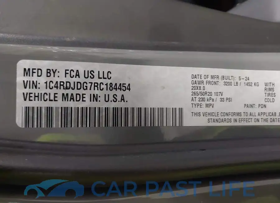 1C4RDJDG7RC184454# 9
