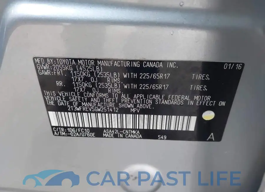 2T3WFREV5GW251412# 9