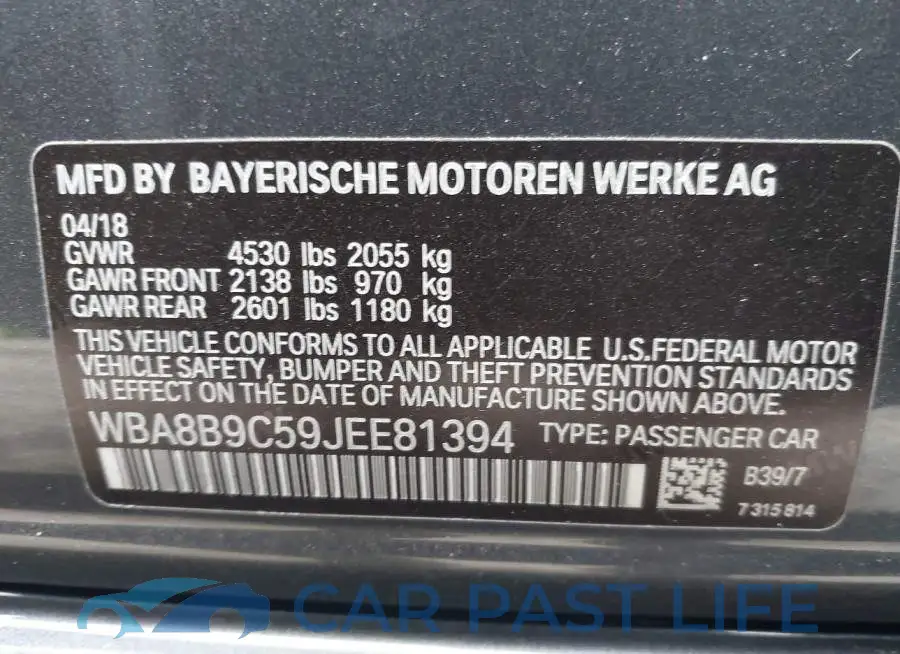 WBA8B9C59JEE81394# 9