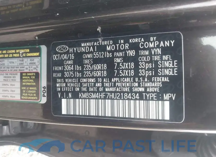 KM8SM4HF7HU218434# 9