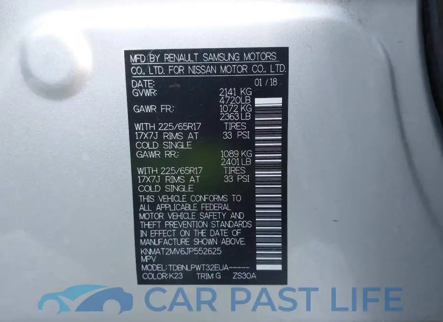 KNMAT2MV6JP552625# 9