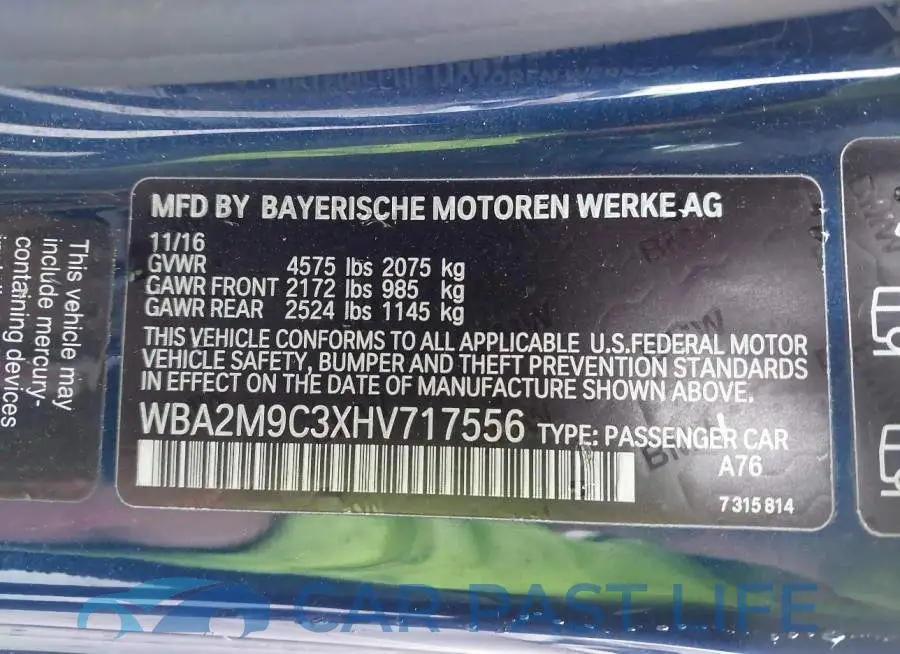 WBA2M9C3XHV717556# 9