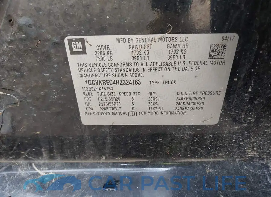 1GCVKREC4HZ324163# 9