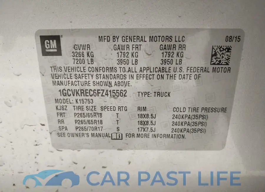 1GCVKREC6FZ415562# 9