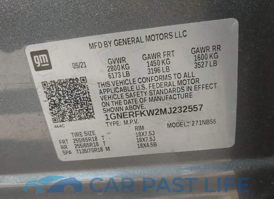 1GNERFKW2MJ232557# 9