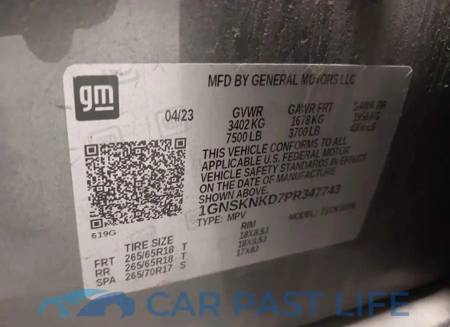1GNSKNKD7PR347743# 9