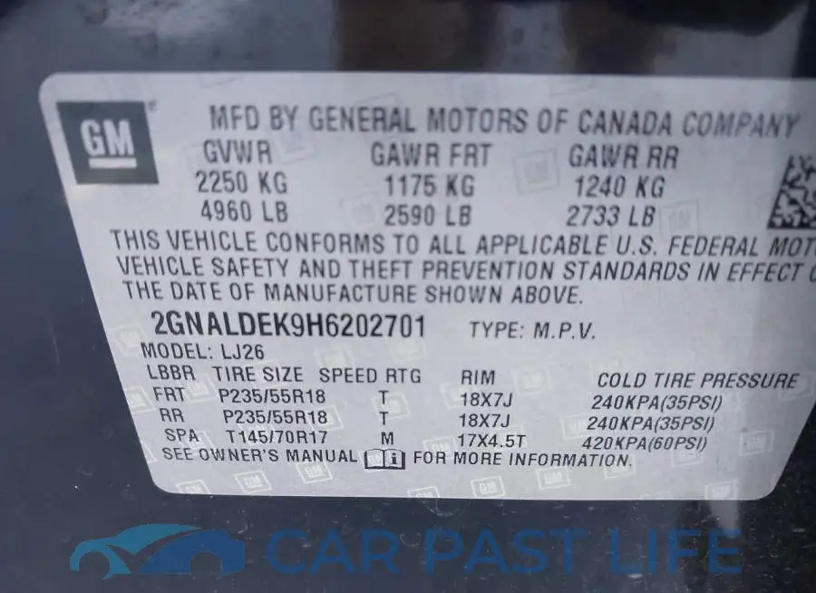 2GNALDEK9H6202701# 9