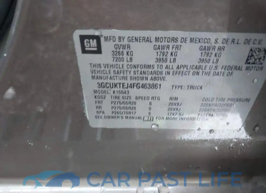 3GCUKTEJ4FG463861# 9