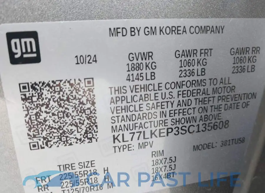 KL77LKEP3SC135608# 9