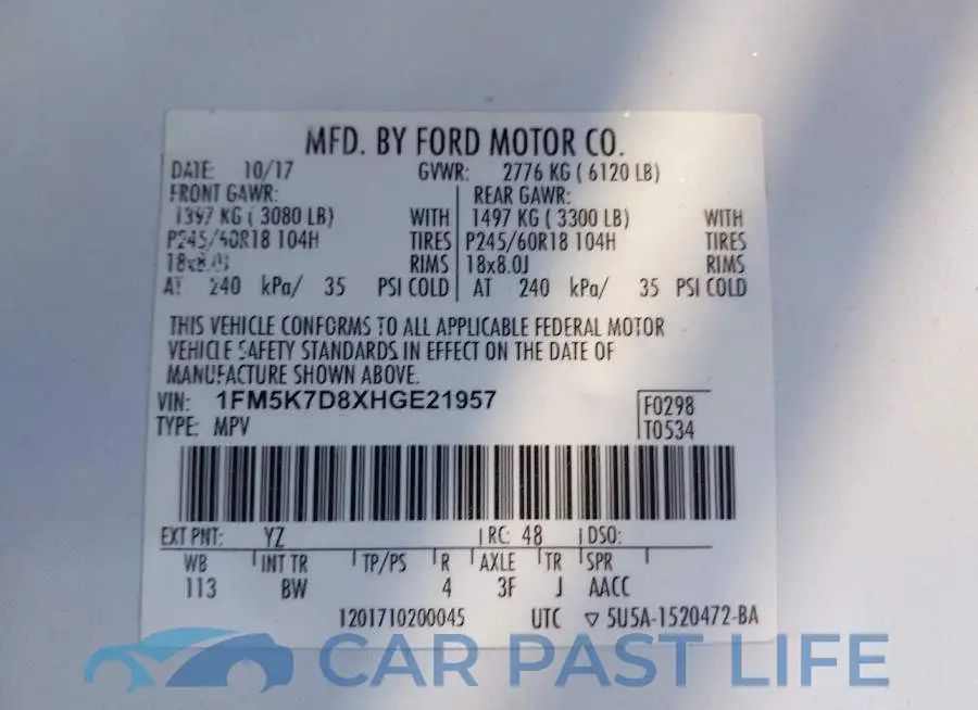 1FM5K7D8XHGE21957# 9