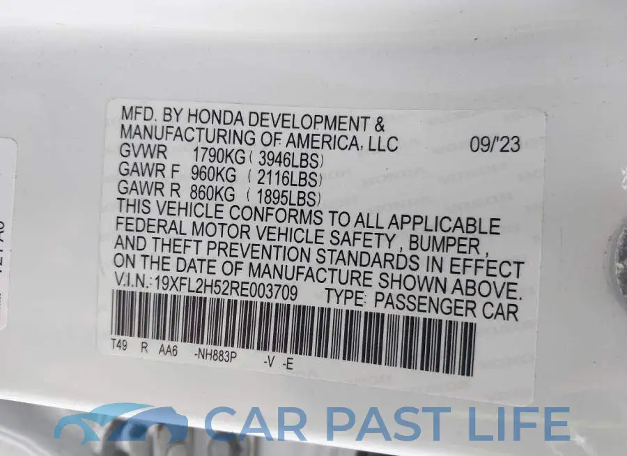 19XFL2H52RE003709# 9