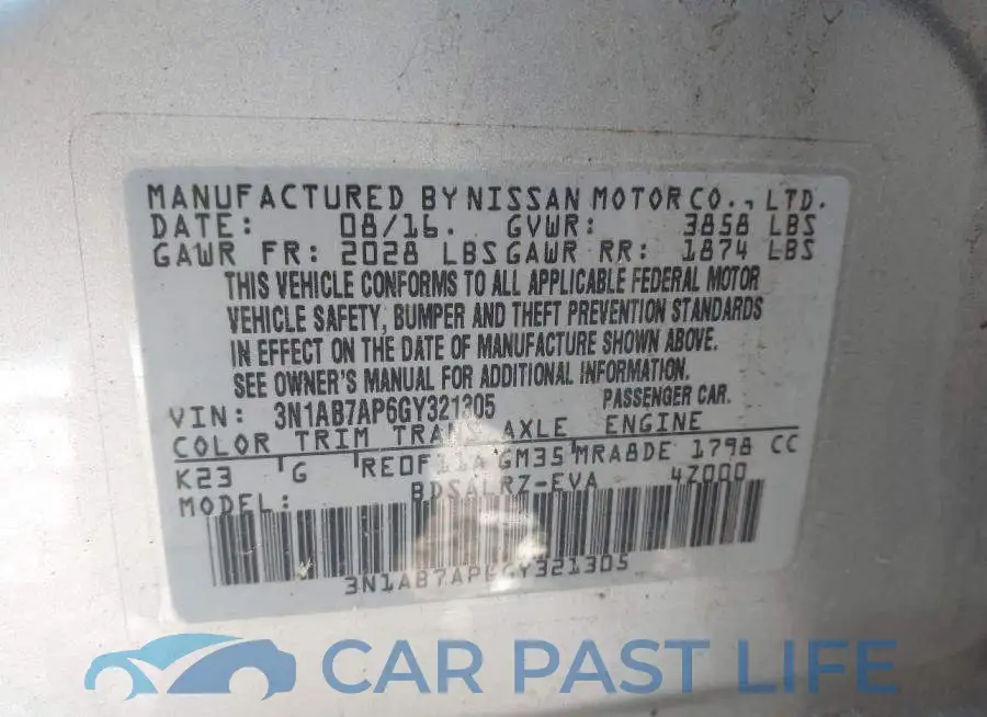 3N1AB7AP6GY321305# 9