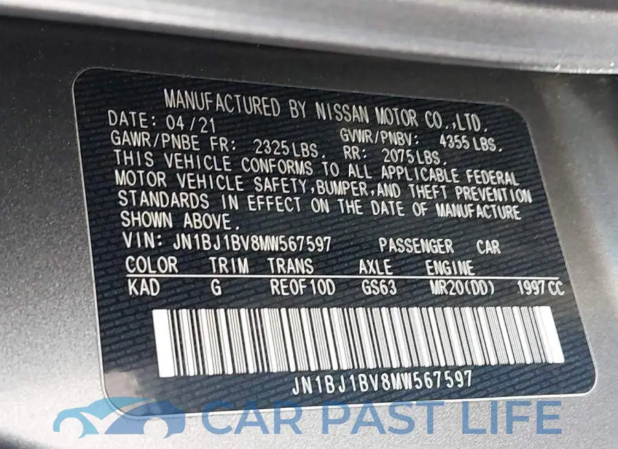 JN1BJ1BV8MW567597# 9