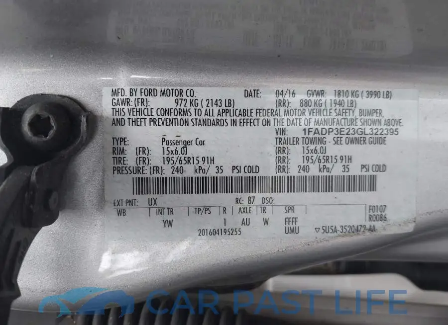 1FADP3E23GL322395# 9