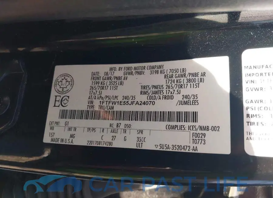 1FTFW1E55JFA24070# 9