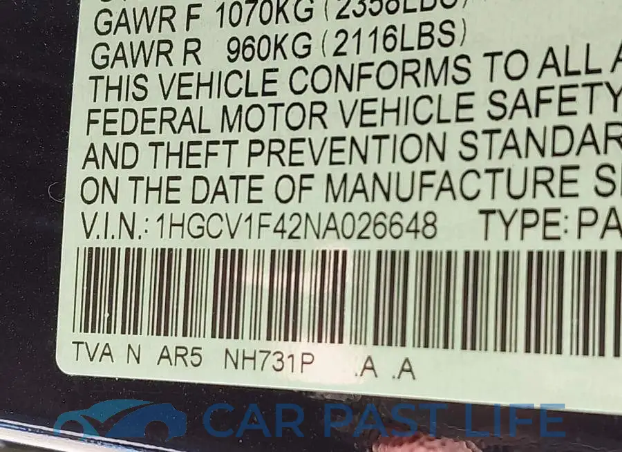 1HGCV1F42NA026648# 9
