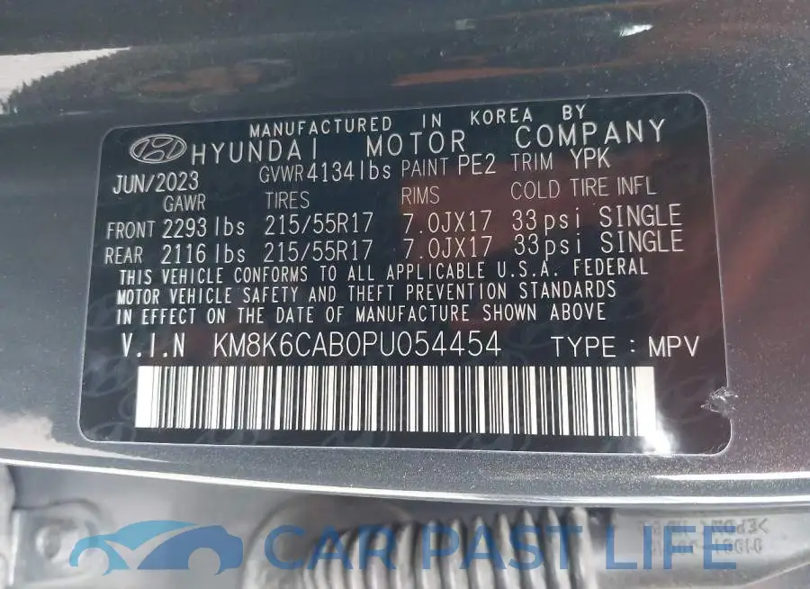 KM8K6CAB0PU054454# 9