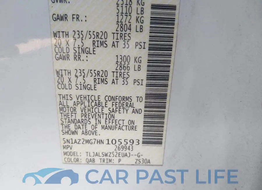 5N1AZ2MG7HN105593# 9