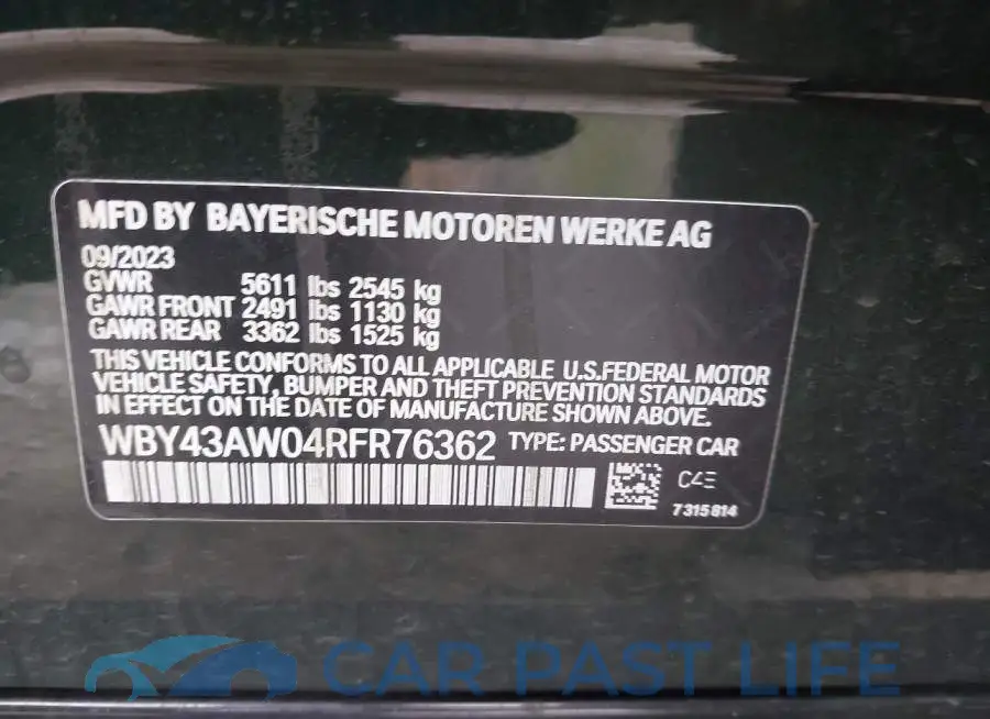 WBY43AW04RFR76362# 9