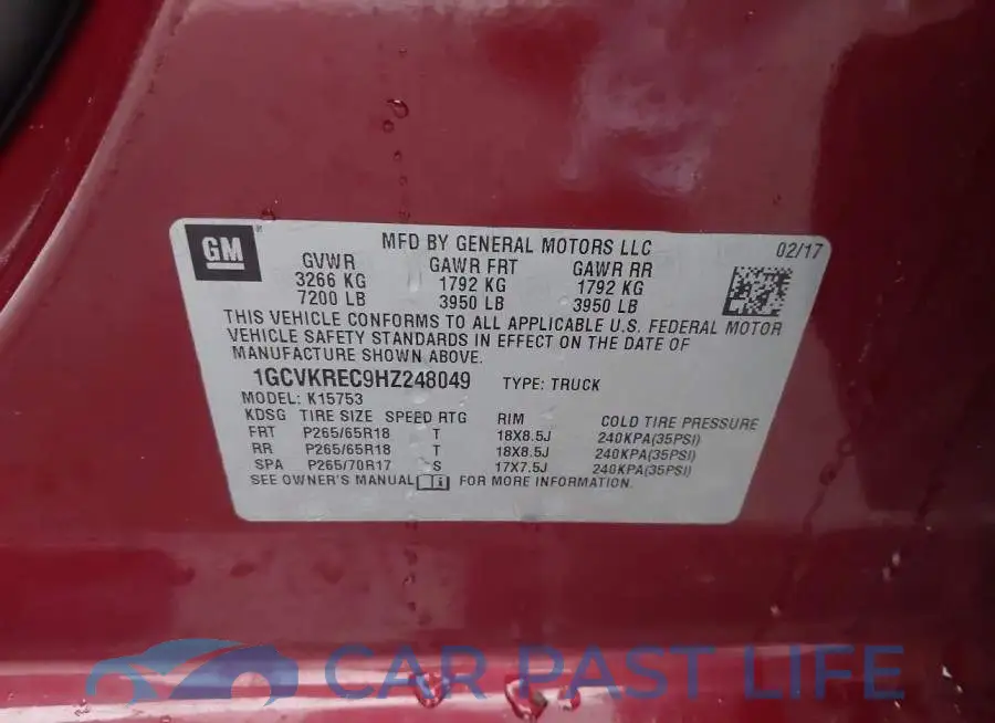 1GCVKREC9HZ248049# 9