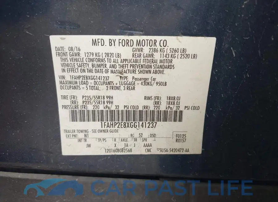 1FAHP2E8XGG141237# 9