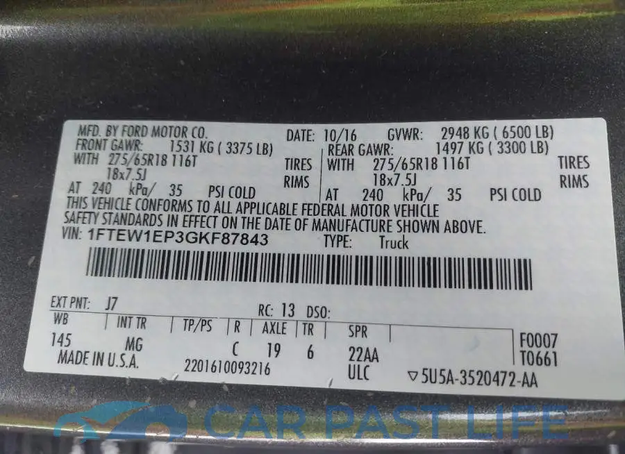 1FTEW1EP3GKF87843# 9