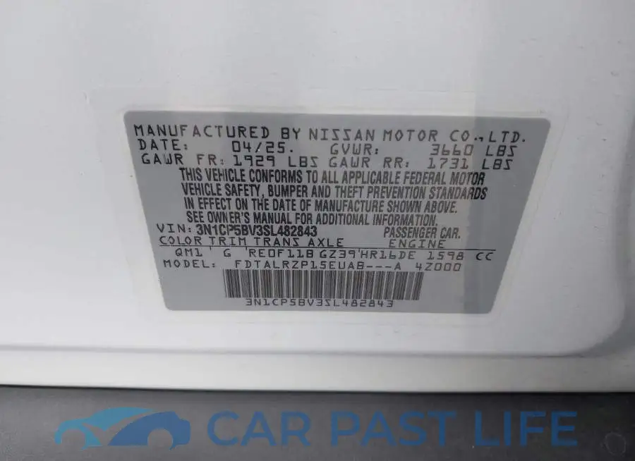 3N1CP5BV3SL482843# 9