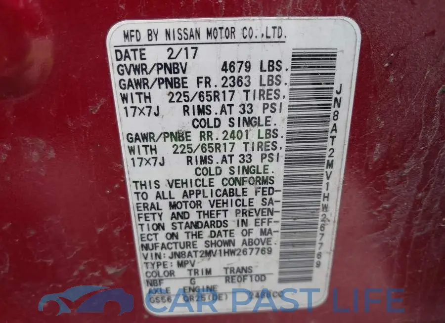 JN8AT2MV1HW267769# 9