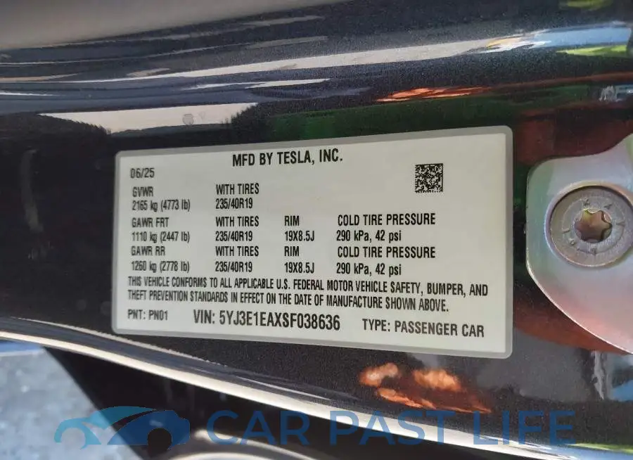 5YJ3E1EAXSF038636# 9