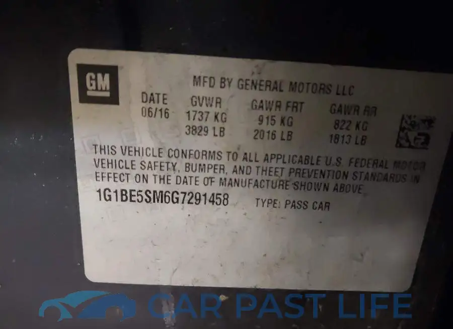 1G1BE5SM6G7291458# 9
