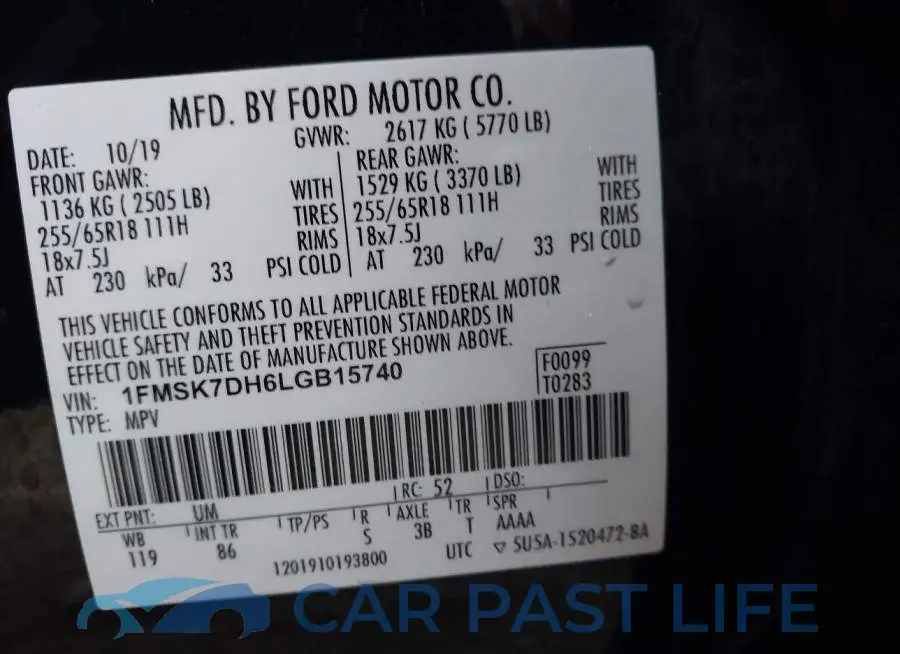1FMSK7DH6LGB15740# 9