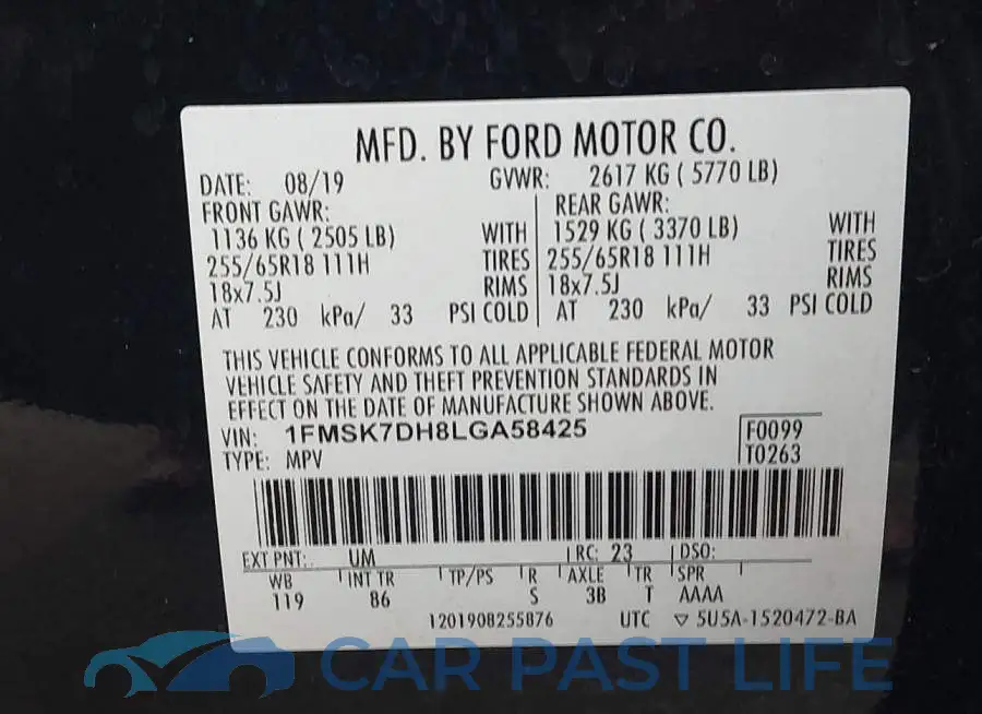 1FMSK7DH8LGA58425# 9
