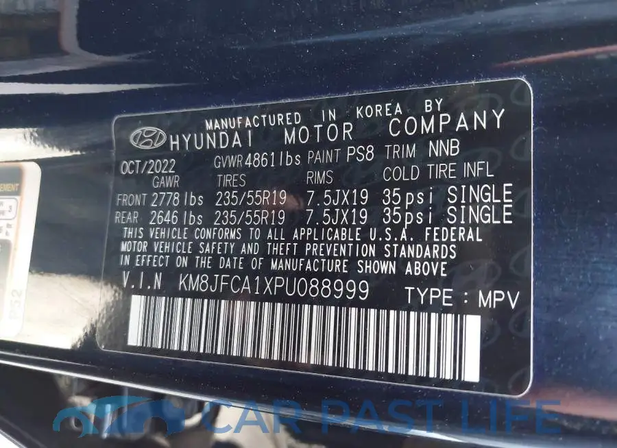 KM8JFCA1XPU088999# 9