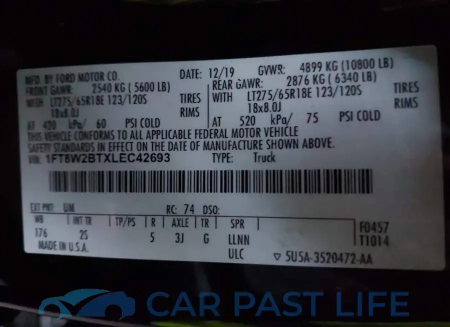 1FT8W2BTXLEC42693# 8