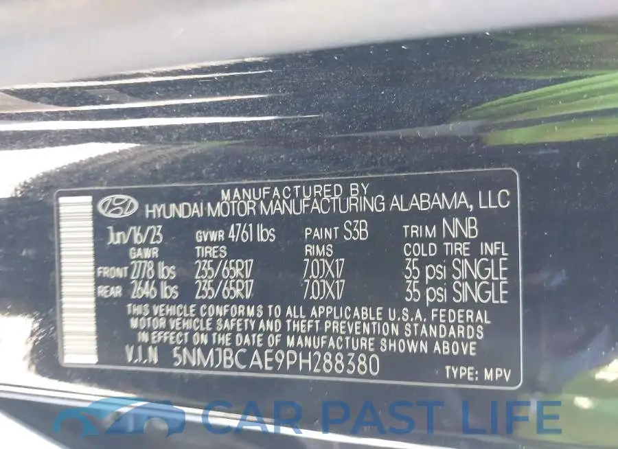 5NMJBCAE9PH288380# 9