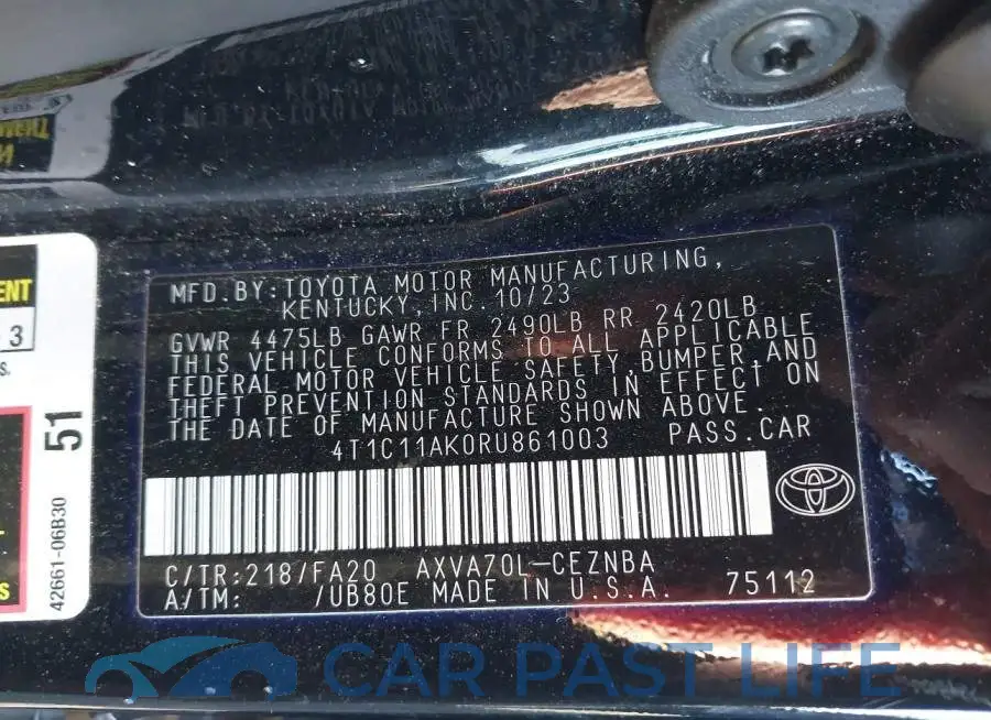 4T1C11AK0RU861003# 9