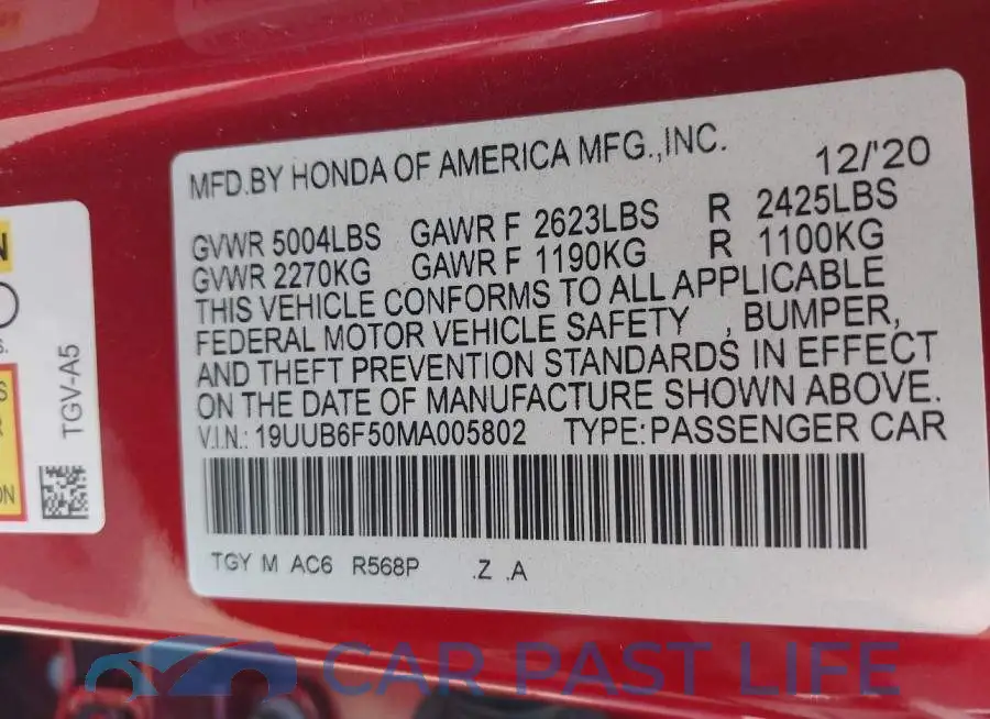 19UUB6F50MA005802# 9