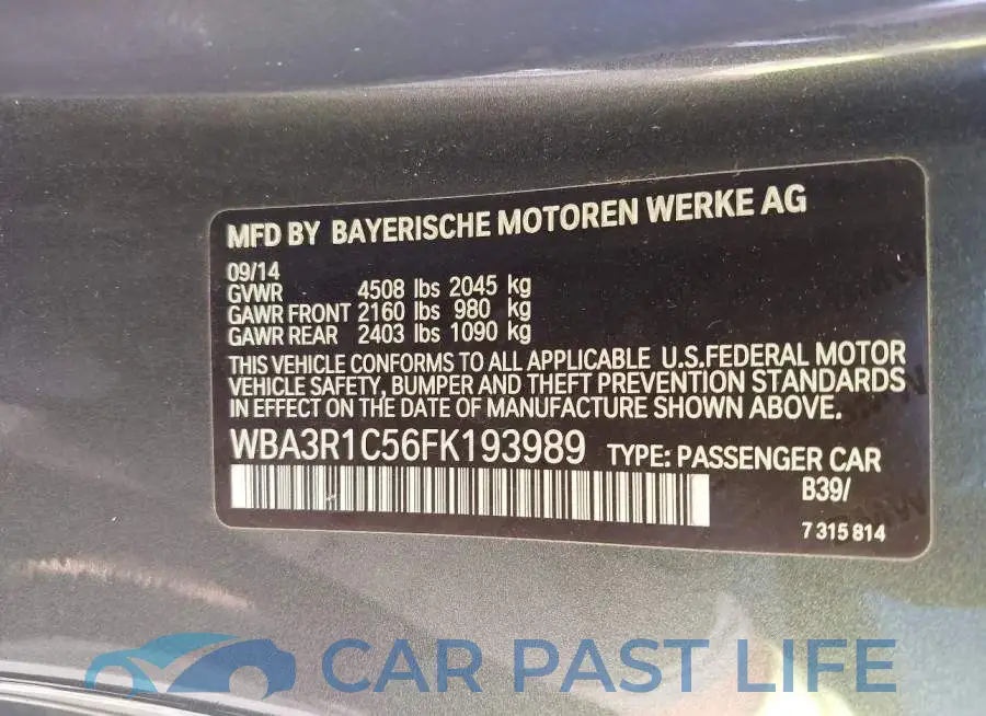 WBA3R1C56FK193989# 9
