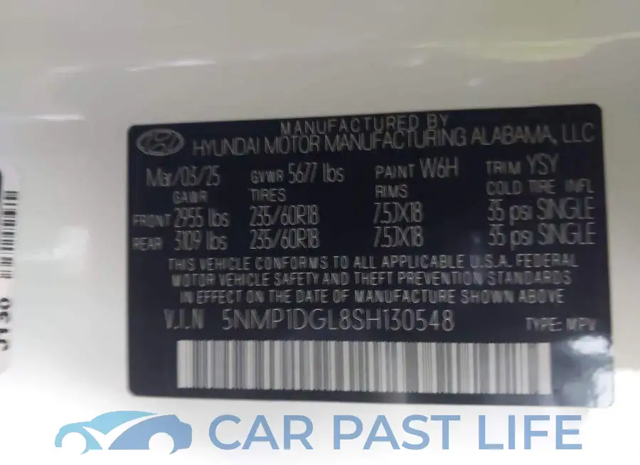 5NMP1DGL8SH130548# 9