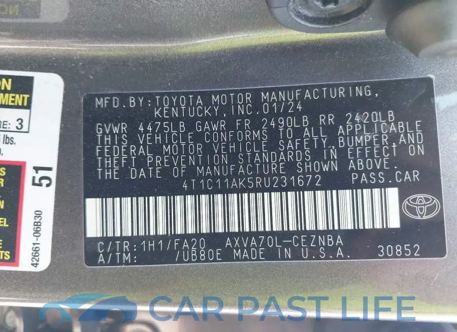 4T1C11AK5RU231672# 9
