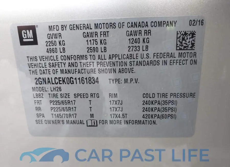 2GNALCEK0G1161834# 9