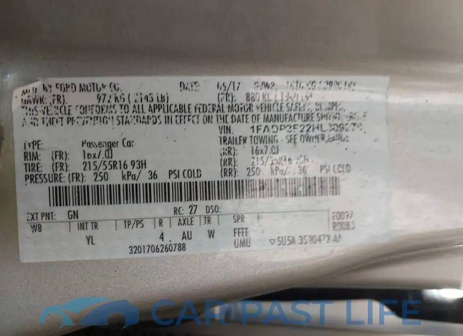 1FADP3F22HL309279# 9