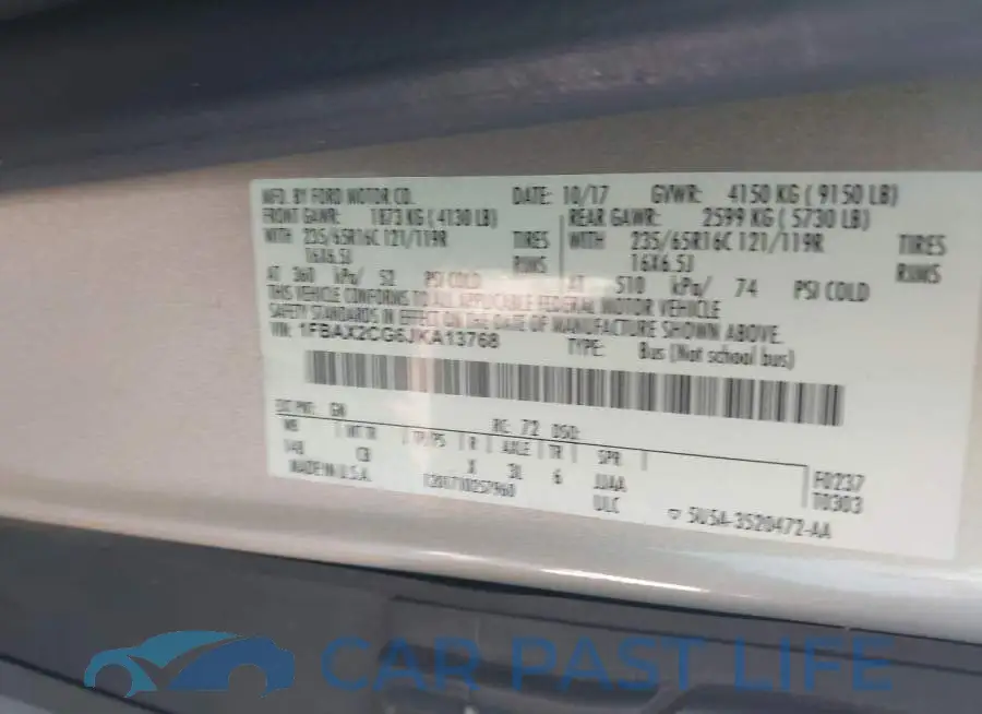 1FBAX2CG6JKA13768# 9