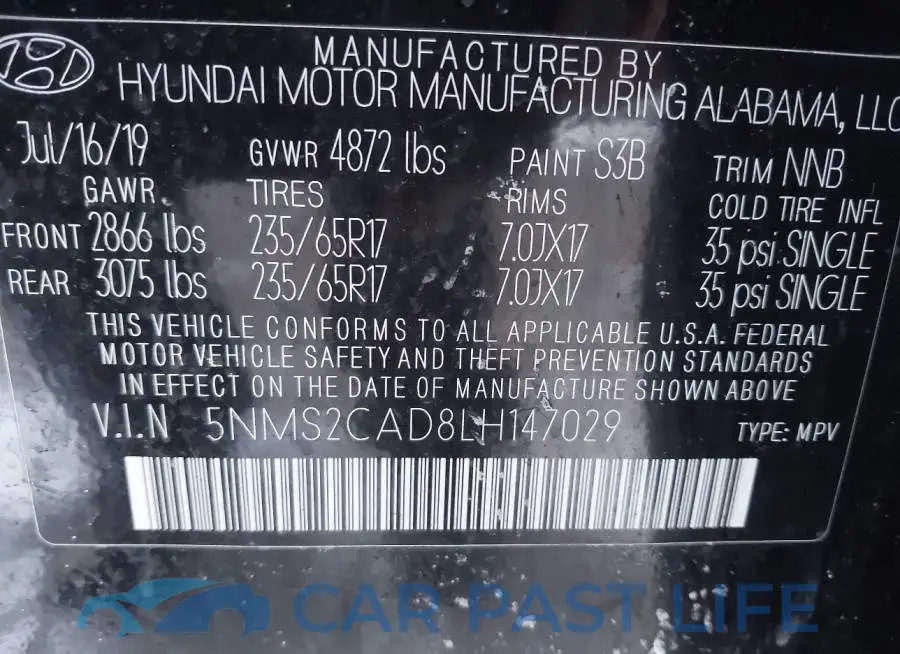 5NMS2CAD8LH147029# 9