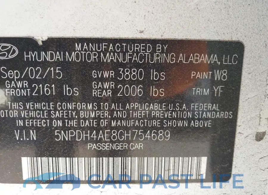 5NPDH4AE8GH754689# 9