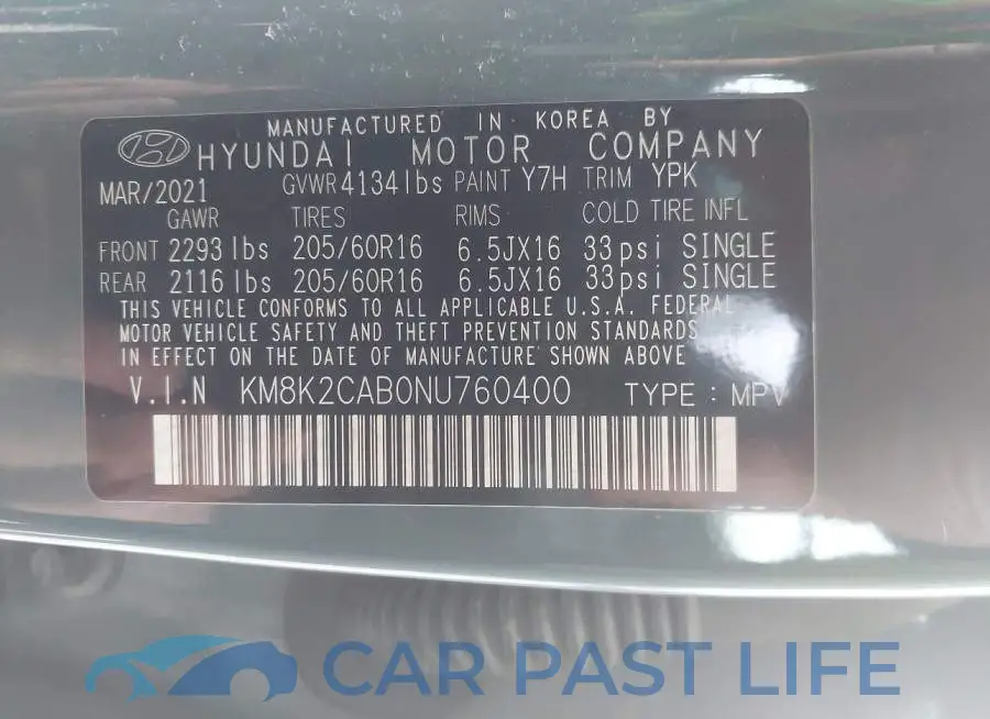KM8K2CAB0NU760400# 9
