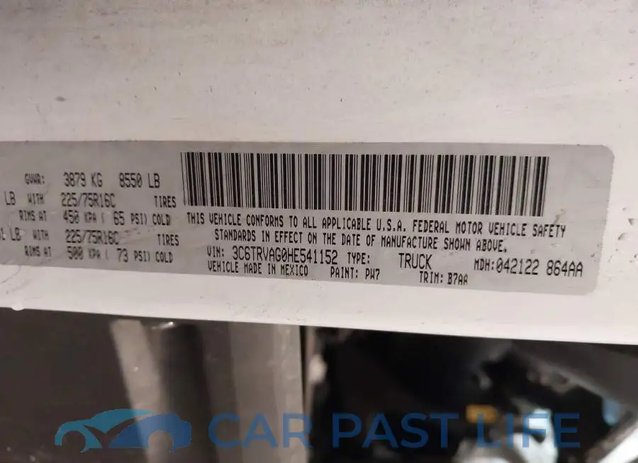 3C6TRVAG0HE541152# 9