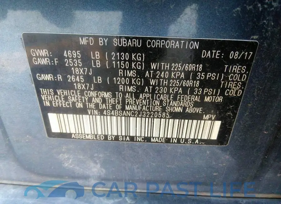 4S4BSANC2J3220585# 9