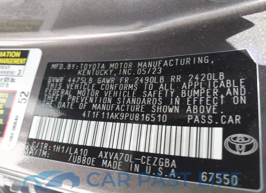 4T1F11AK9PU816510# 9
